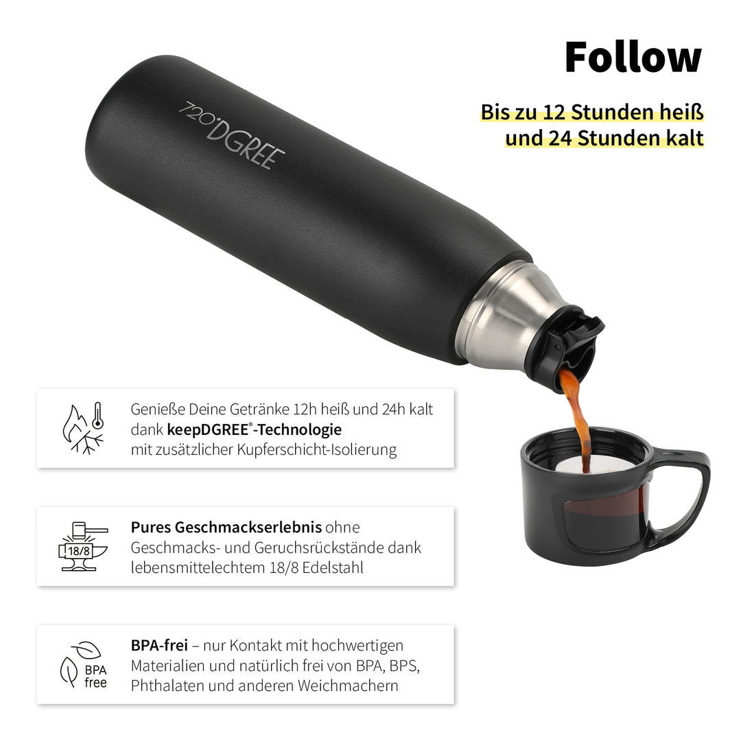 720°DGREE Thermoskanne “Follow” mit Becher - click stopper
