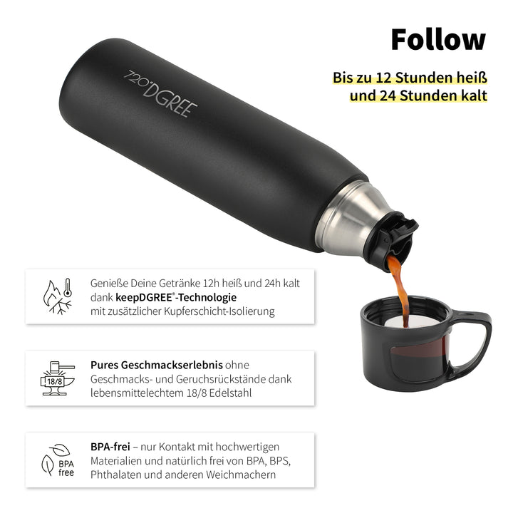 720°DGREE Thermoskanne “Follow” mit Becher - click stopper