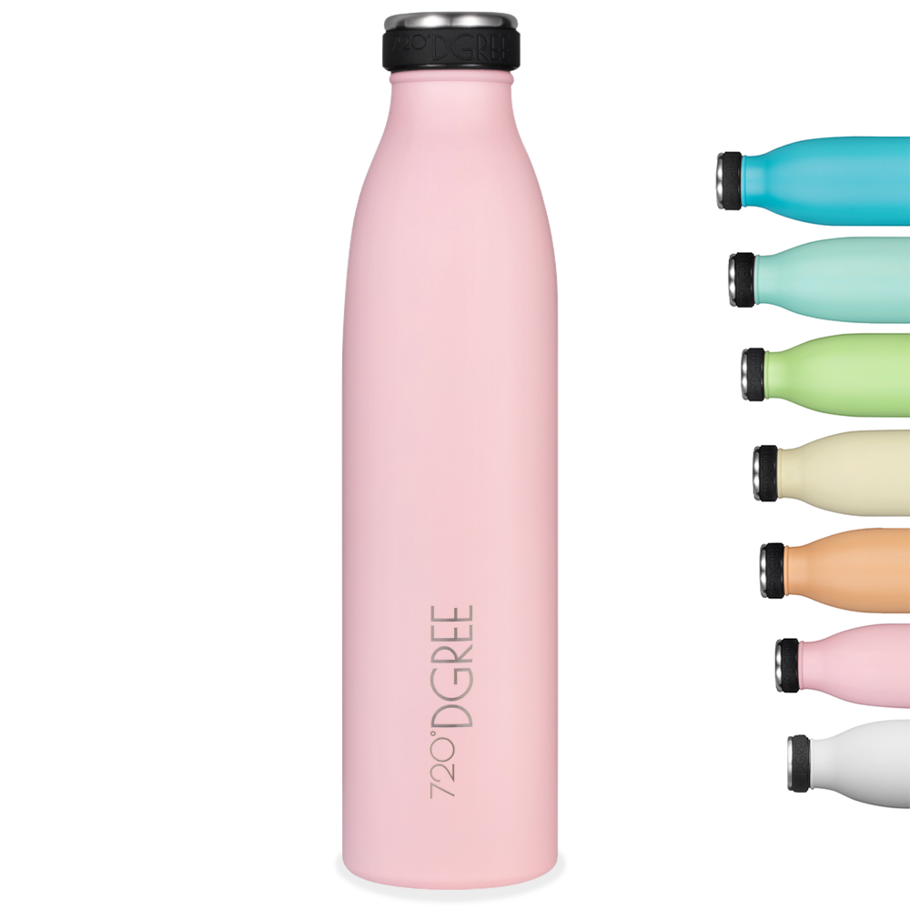 Mit der eleganten milkyBottle in Flamingo Pink bist du der Hingucker in deinem Yoga-Kurs. Die Trinkflasche hält deine Getränke auch optimal kalt bzw. warm, dank unserer KeepDGREE-Technologie.